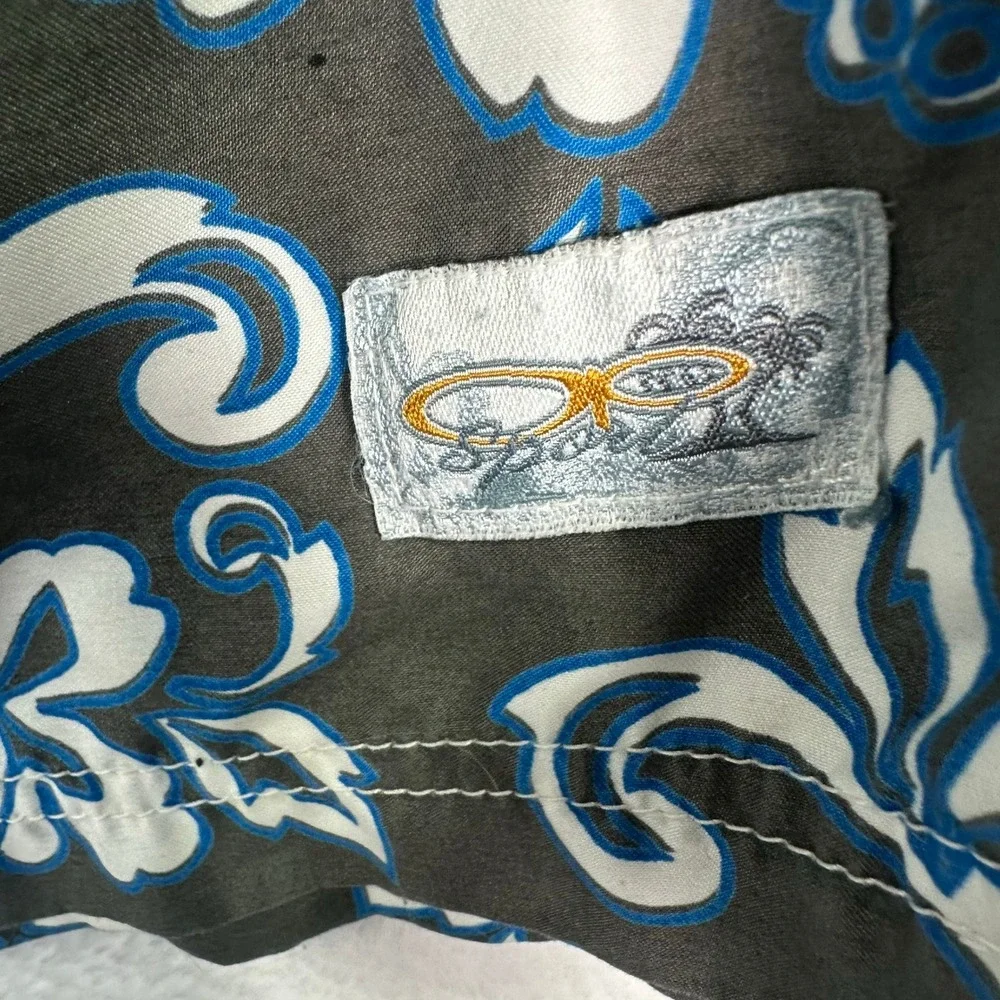 OP Ocean Pacific Board Surf Swim Trunks Mens L Gray Blue Floral Hibiscus